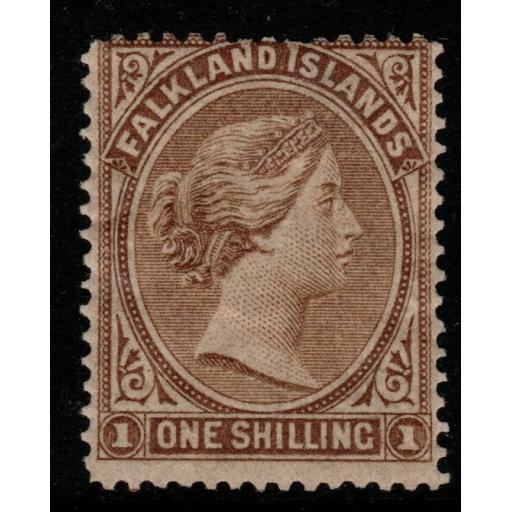 FALKLAND ISLANDS SG4 1878 1/= BISTRE-BROWN MTD MINT