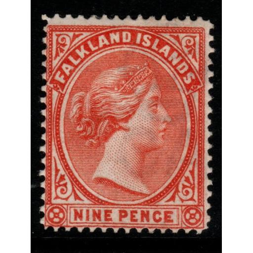 FALKLAND ISLANDS SG36 1896 9d SALMON MTD MINT