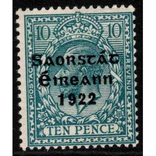 IRELAND SG62 1922 10d TURQUOISE-BLUE MTD MINT