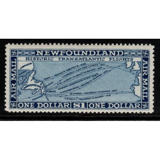 NEWFOUNDLAND SG194 1931 $1 DEEP BLUE NO WMK MTD MINT