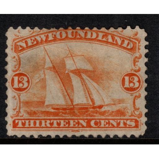 NEWFOUNDLAND SG29 1865 13c ORANGE-YELLOW MTD MINT