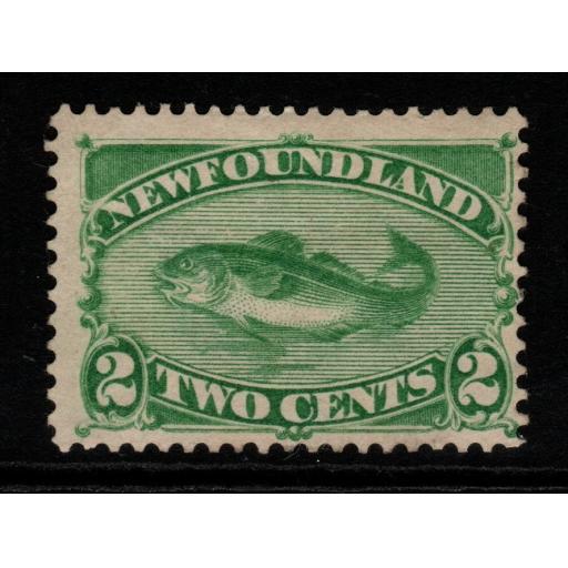 NEWFOUNDLAND SG46 1882 2c YELLOW-GREEN MTD MINT