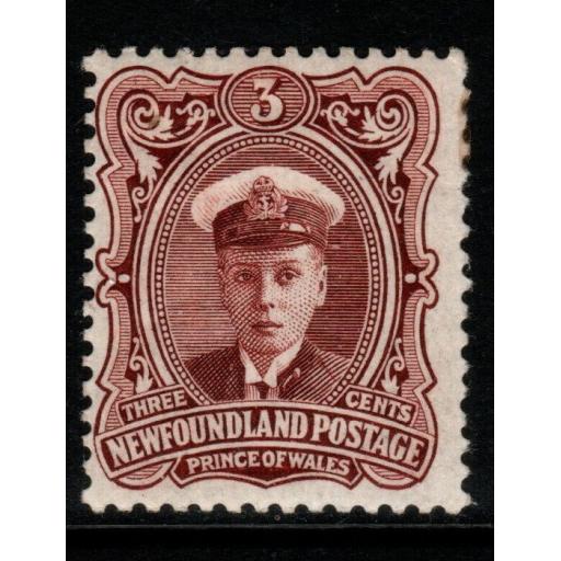 NEWFOUNDLAND SG119 1911 3c RED-BROWN MTD MINT
