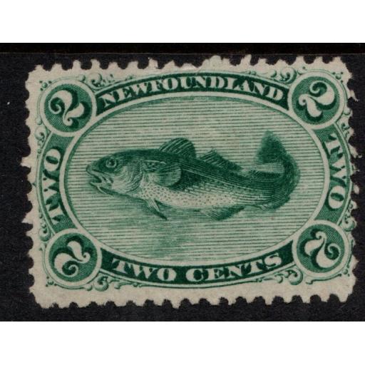 NEWFOUNDLAND SG25 1865 2c YELLOWISH-GREEN UNUSED