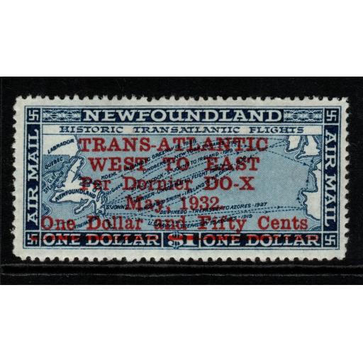 NEWFOUNDLAND SG221 1932 TRANSATLANTIC WEST-EAST MTD MINT WITH CERT