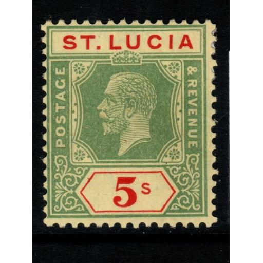 ST.LUCIA SG105 1923 5/= GREEN & RED/PALE YELLOW MTD MINT