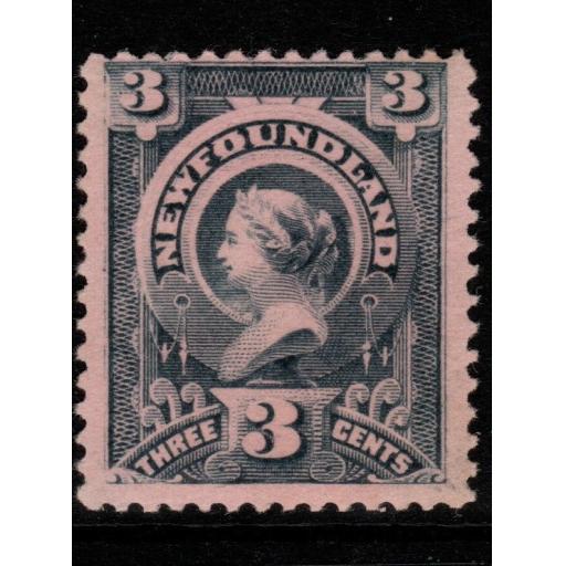 NEWFOUNDLAND SG56 1890 3c SLATE-GREY PINK PAPER MTD MINT