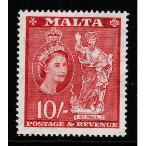 MALTA SG281 1956 10/= CARMINE-RED MTD MINT