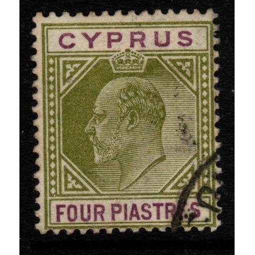 CYPRUS SG54 1903 4pi OLIVE-GREEN & PURPLE USED