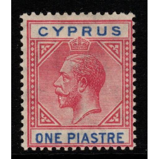 CYPRUS SG89 1921 1pi CARMINE & BLUE MTD MINT