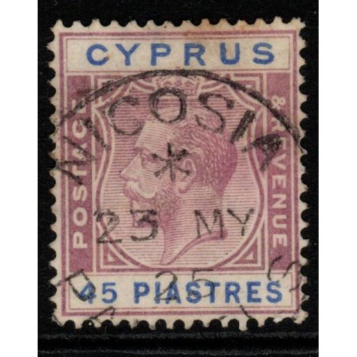 CYPRUS SG116 1924 45pi PURPLE & BLUE FINE USED