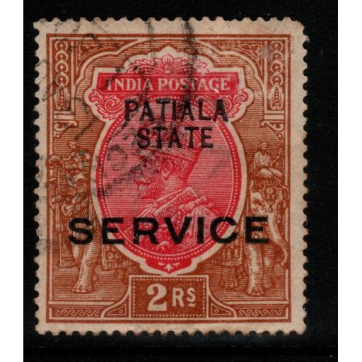 INDIA-PATIALA SGO44 1926 2r CARMINE & YELLOW-BROWN USED