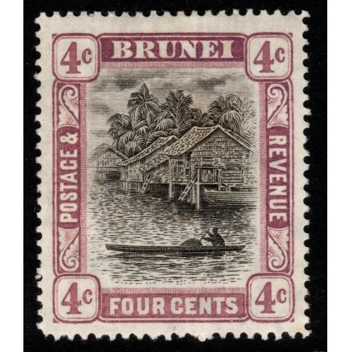 BRUNEI SG26a 1910 4c GREY-BLACK & REDDISH PURPLE MTD MINT