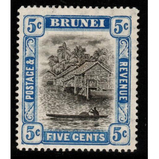 BRUNEI SG27 1907 5c GREY-BLACK & BLUE(TONE SPOT) MTD MINT