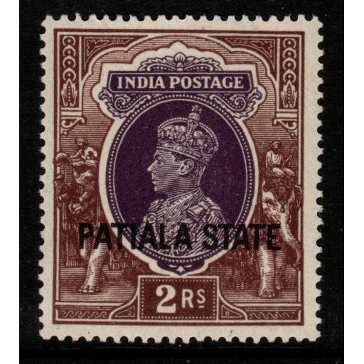 INDIA-PATIALA SG93 1937 2r PURPLE & BROWN MNH