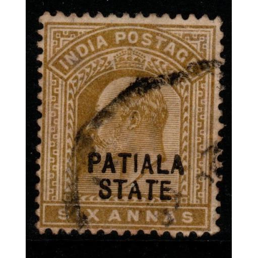 INDIA-PATIALA SG42 1905 6a OLIVE-BISTRE USED