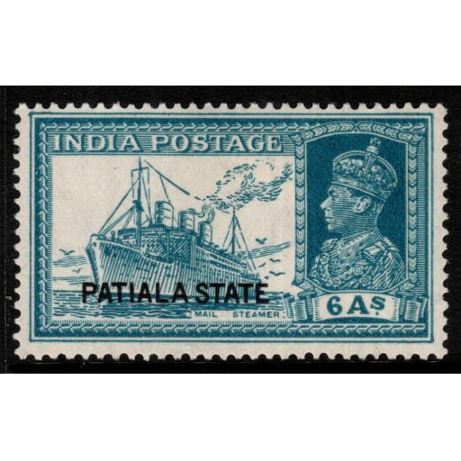 INDIA-PATIALA SG89 1937 6a TURQUOISE-GREEN MTD MINT