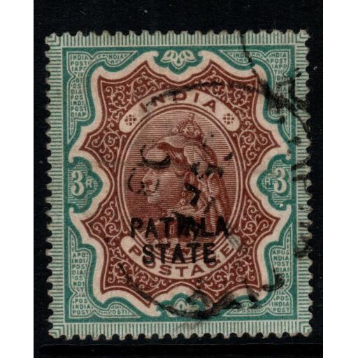 INDIA-PATIALA SG30 1895 3r BROWN & GREEN USED