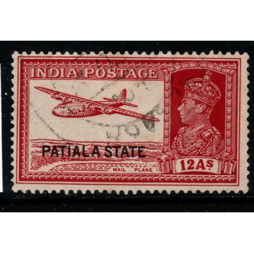 INDIA-PATIALA SG91 1937 12a LAKE FINE USED