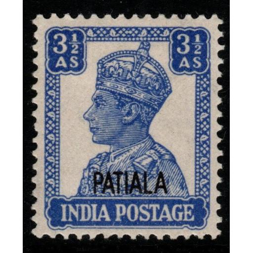 INDIA-PATIALA SG111 1944 3½a BRIGHT BLUE MTD MINT