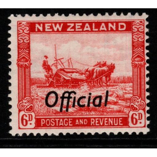 NEW ZEALAND SGO127 1937 6d SCARLET MTD MINT