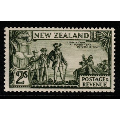 NEW ZEALAND SG589 1936 2/= OLIVE-GREEN p13-14x13½ MTD MINT