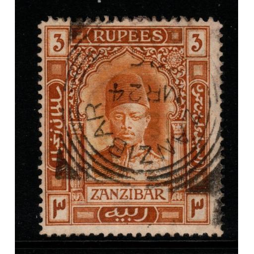 ZANZIBAR SG236 1908 3r ORANGE-BISTRE USED