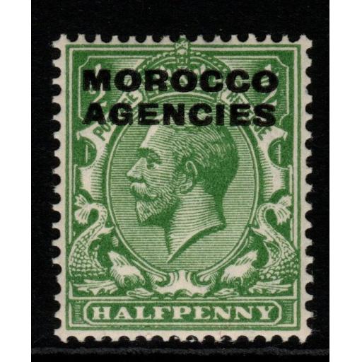 MOROCCO AGENCIES SG55b 1925 ½d GREEN OVPT 15½mm MNH