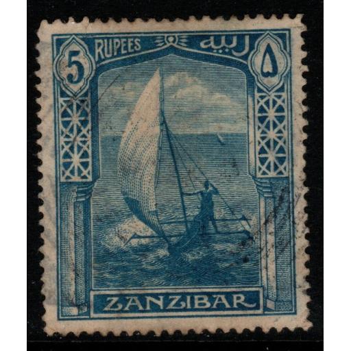 ZANZIBAR SG259 1913 5r STEEL-BLUE FINE USED