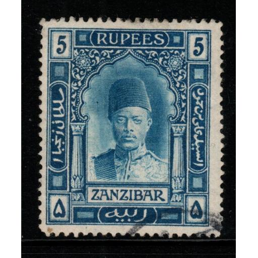 ZANZIBAR SG238 1908 5r STEEL-BLUE FINE USED