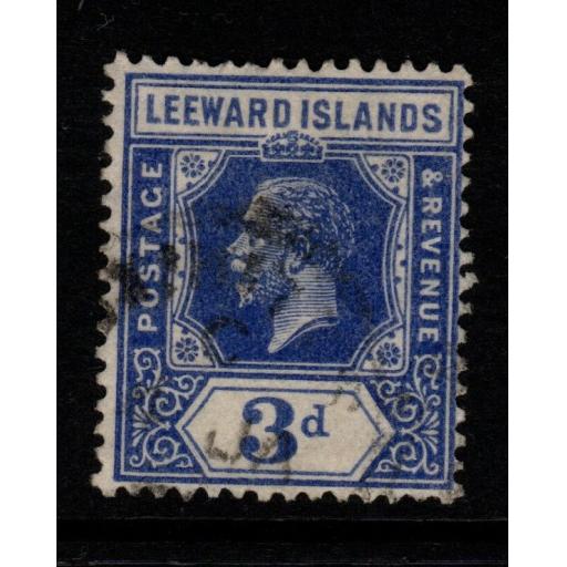 LEEWARD ISLANDS SG68a 1925 3d DEEP ULTRAMARINE FINE USED