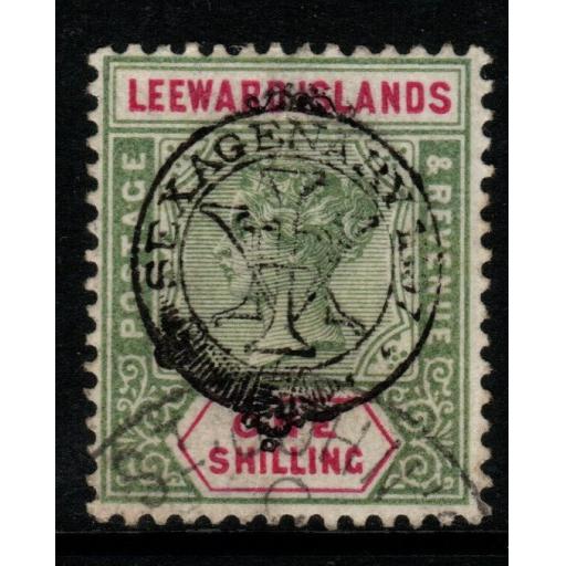 LEEWARD ISLANDS SG15 1897 1/= GREEN & CARMINE USED