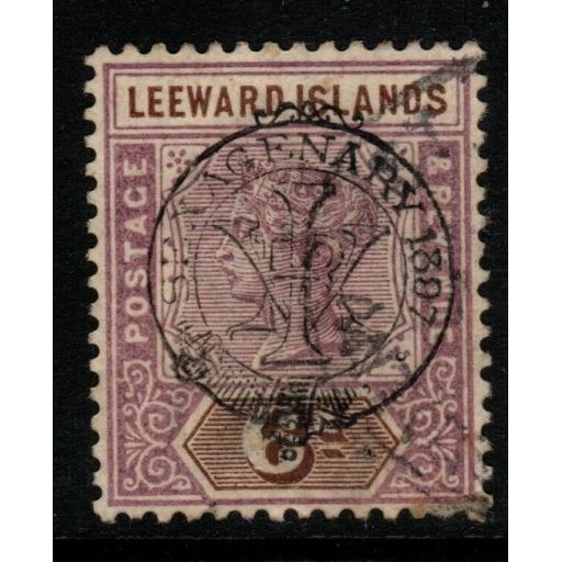 LEEWARD ISLANDS SG13 1897 6d DULL MAUVE & BROWN USED