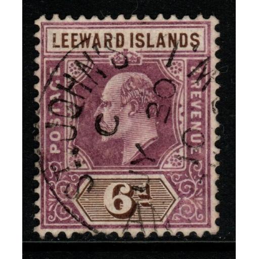 LEEWARD ISLANDS SG34 1908 6d DULL PURPLE & BROWN FINE USED