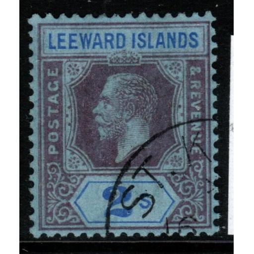 LEEWARD ISLANDS SG55 1922 2/- PURPLE & BLUE/BLUE DIE II USED
