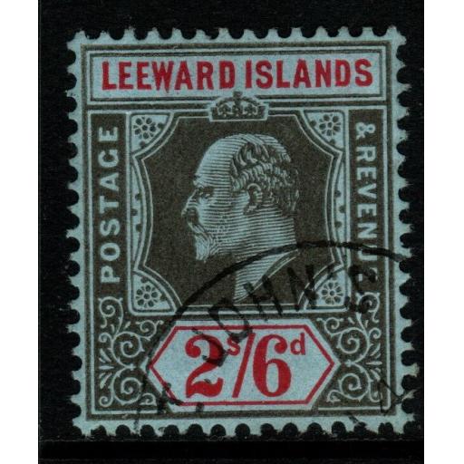 LEEWARD ISLANDS SG44 1911 2/6 BLACK & RED/BLUE FINE USED