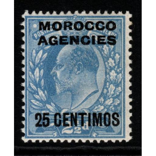 MOROCCO AGENCIES SG124a 1912 25c on 2½d DULL BLUE MTD MINT