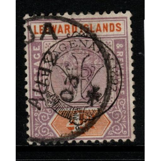 LEEWARD ISLANDS SG12 1897 4d DULL MAUVE & ORANGE USED