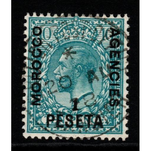 MOROCCO AGENCIES SG135 1914 1p on 10d TURQUOISE-BLUE FINE USED