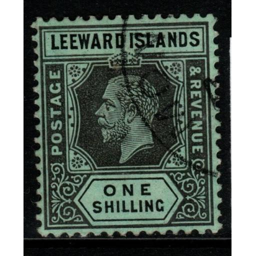 LEEWARD ISLANDS SG54a 1913 1/= BLACK/GREEN WHITE BACK FINE USED