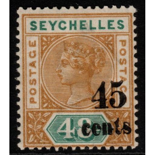 SEYCHELLES SG20 1893 45c on 48c OCHRE & GREEN DIE I MTD MINT