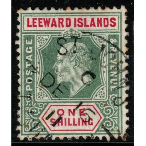 LEEWARD ISLANDS SG35 1908 1/= GREEN & CARMINE FINE USED