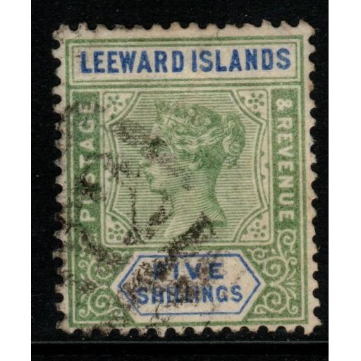 LEEWARD ISLANDS SG8 1890 5/= GREEN & BLUE USED