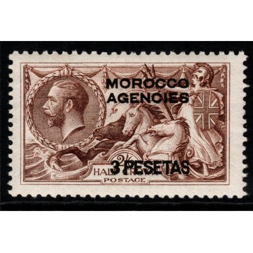 MOROCCO AGENCIES SG142 1926 3p on 2/6 CHOCOLATE-BROWN MTD MINT