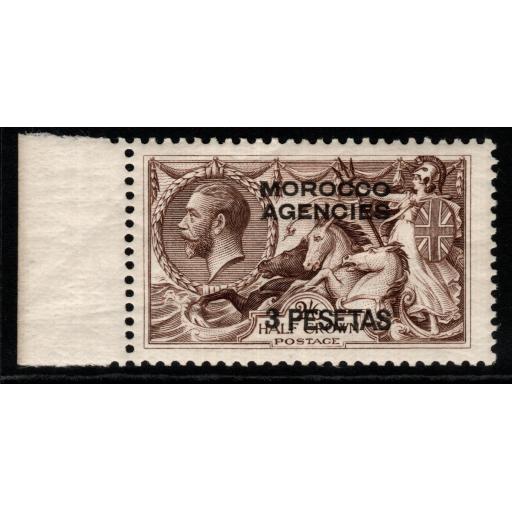 MOROCCO AGENCIES SG142 1926 3p on 2/6 CHOCOLATE-BROWN MNH