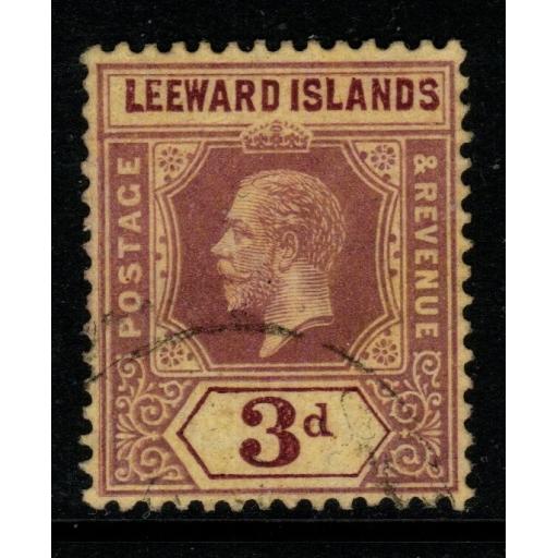 LEEWARD ISLANDS SG51c 1920 3d PURPLE/BUFF FINE USED