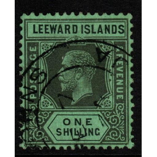 LEEWARD ISLANDS SG87 1931 1/= BLACK/EMERALD DIE I FINE USED