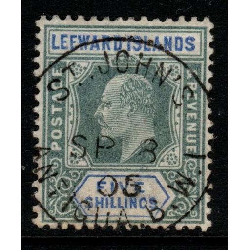 LEEWARD ISLANDS SG28 1902 5/= GREEN & BLUE FINE USED