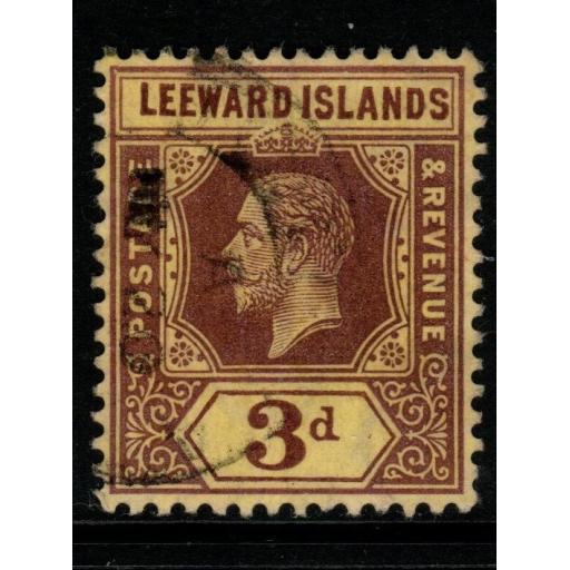 LEEWARD ISLANDS SG51 1913 3d PURPLE/YELLOW FINE USED