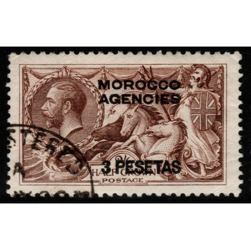 MOROCCO AGENCIES SG142 1926 3p on 2/6 CHOCOLATE-BROWN FINE USED